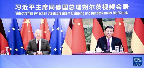  习近平同德国总理朔尔茨举行视频会晤