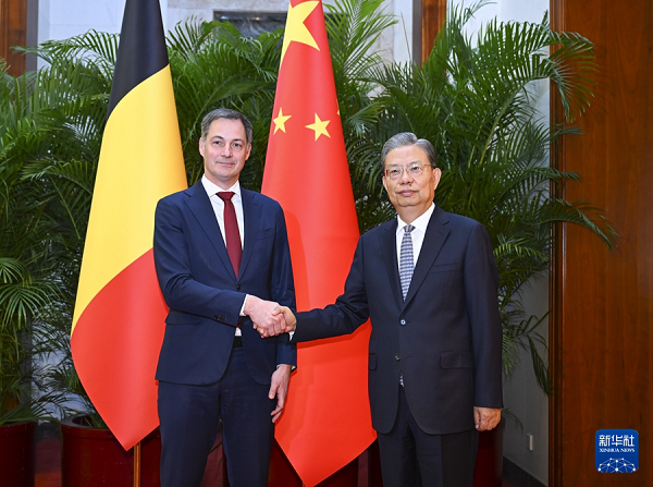 赵乐际会见比利时首相德克罗